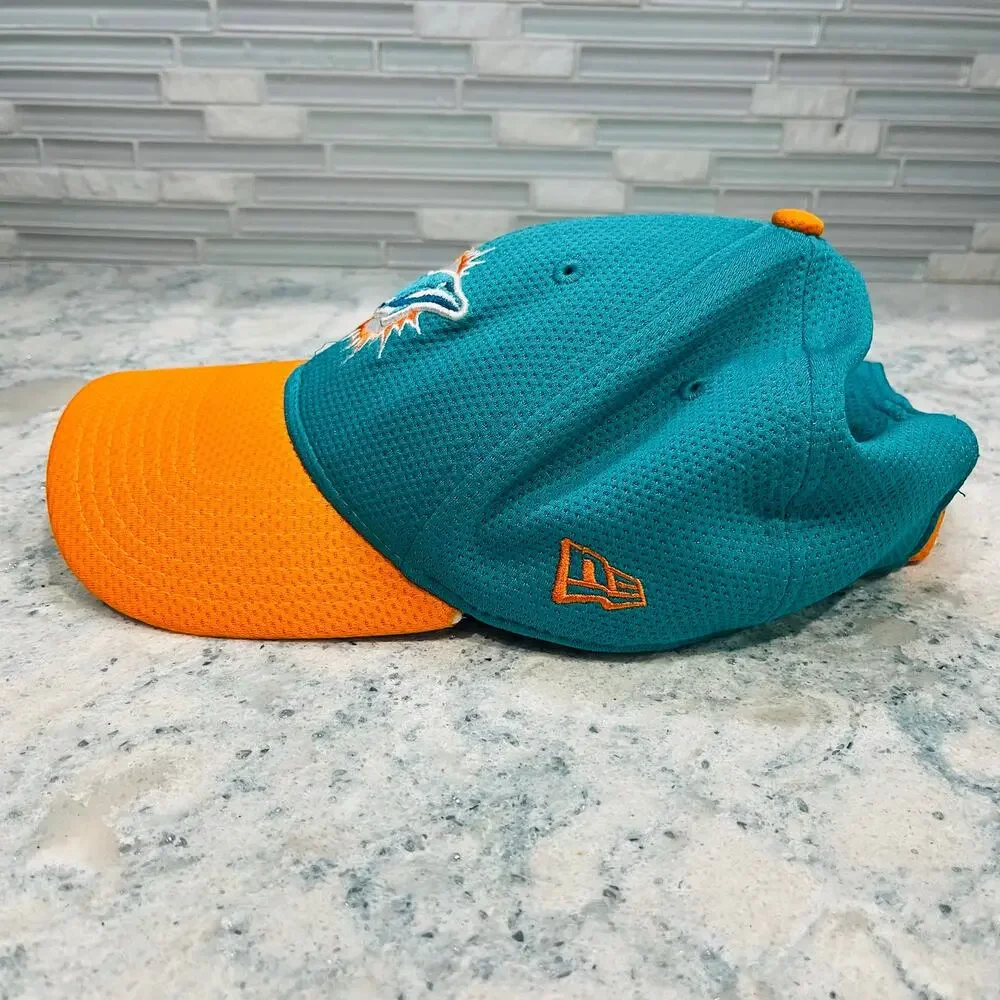 New Era 9FORTY Miami Dolphins Adjustable Hat Cap Aqua Orange NFL One Size OSFM